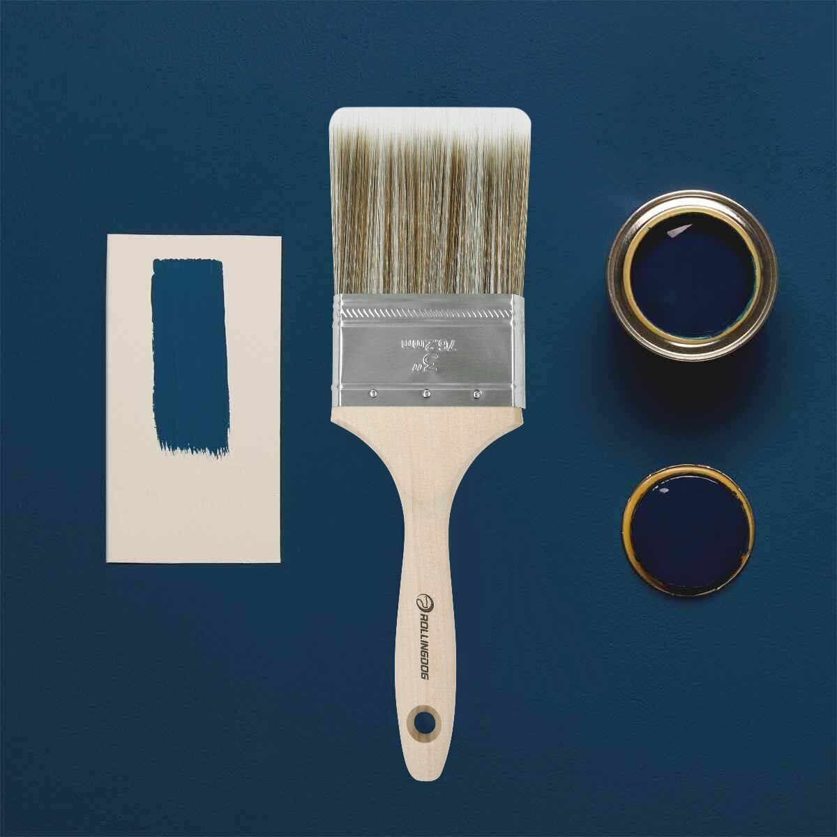 фото Кисть малярная плоская ROLLINGDOG W1000 3" (76,2 мм), прямой срез, щетина 100% синтетическая нить