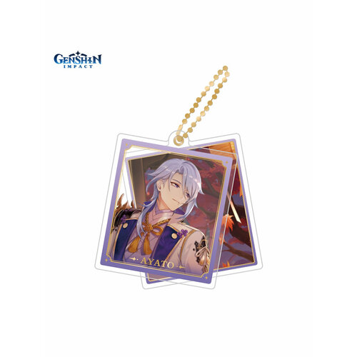 Брелок, фиолетовый значок genshin impact chibi expressions – kamisato ayato can badge