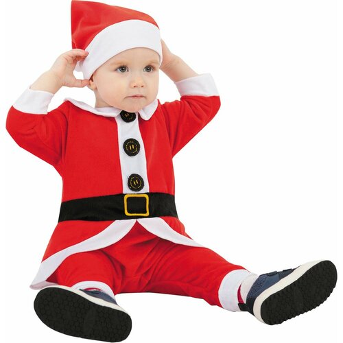 Кигуруми Санта Клаус пуговка, размер 74, красный, белый