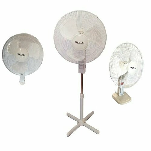 Вентилятор KELLI KL-1019 напольныйнастольныйна стену цвет-белый 3в1 125Вт 258000₽