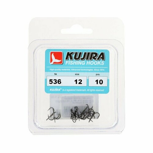фото Крючки тройные kujira 536, цвет bn, № 12, 10 шт. (комплект из 3 шт)