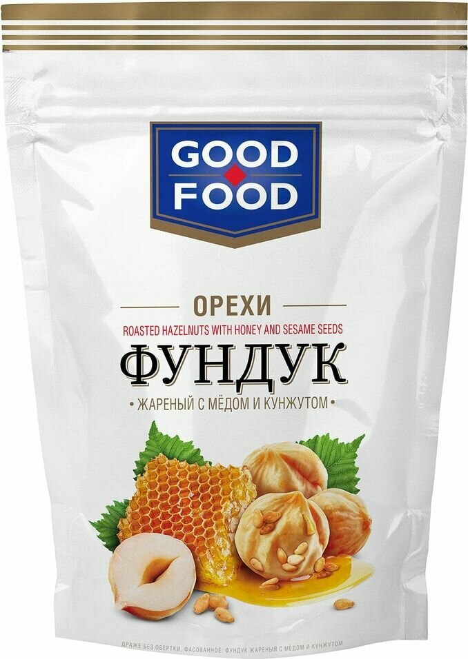 Фундук Good Food жареный с медом и кунжутом 130г