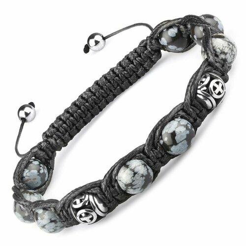 фото Браслет everiot, обсидиан, размер 16 см, черный