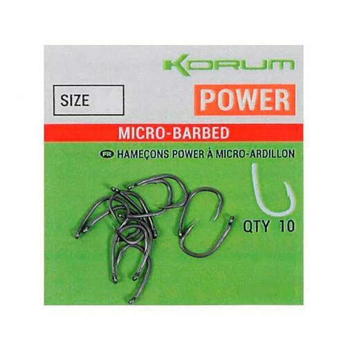 Крючки карповые Korum (Корум) - Xpert Power Micro Barbed Hooks, Размер 10, 10 шт крючки korum xpert specimen micro barbed hooks 8