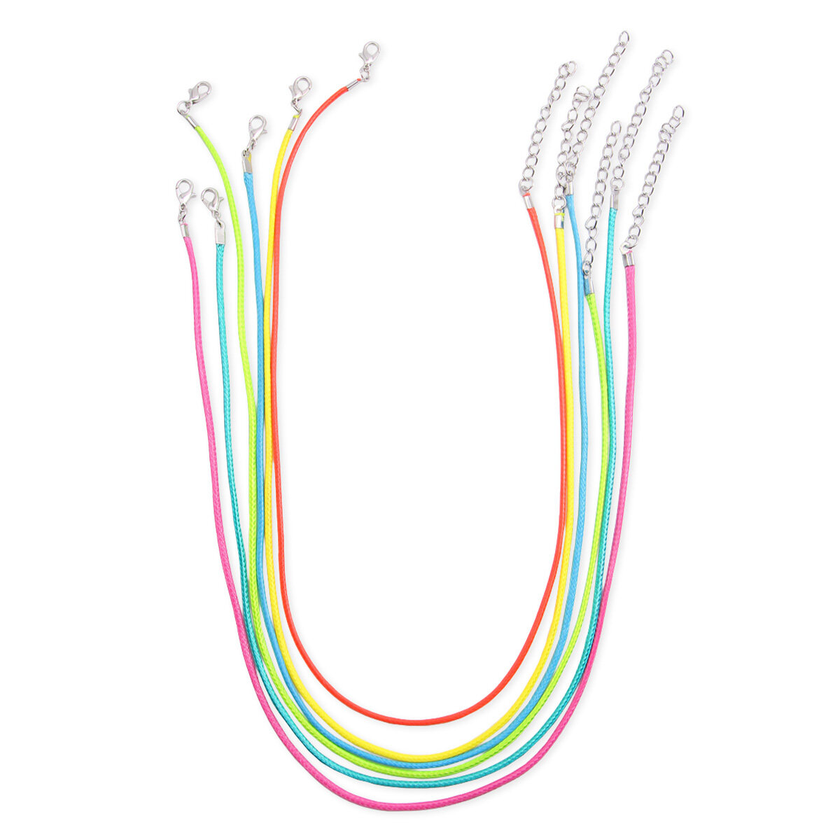 65236 Набор вощенных шнуров для кулонов и подвесок с замком 45см, d-2мм, 6шт, неоновый
