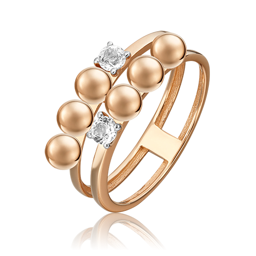 фото Кольцо diamant online, золото, 585 проба, топаз, размер 17.5, прозрачный