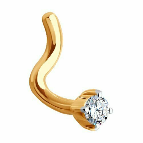Пирсинг в нос Diamant online, красное золото, 585 проба, фианит, средний вес 0.2 гр.