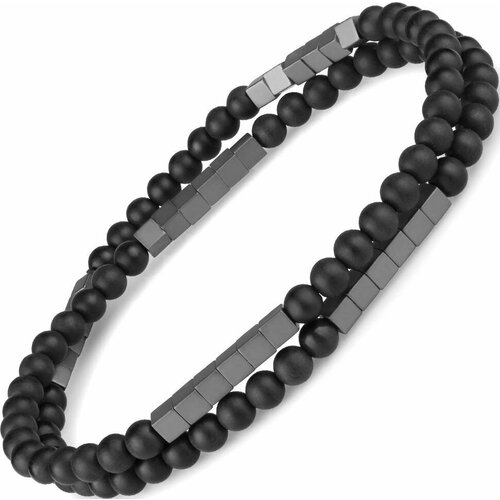 фото Браслет everiot, агат, гематит, размер 16 см, черный