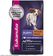 Корма Eukanuba Puppy Medium Breed / Сухой корм Эукануба для Щенков Средних пород с Курицей