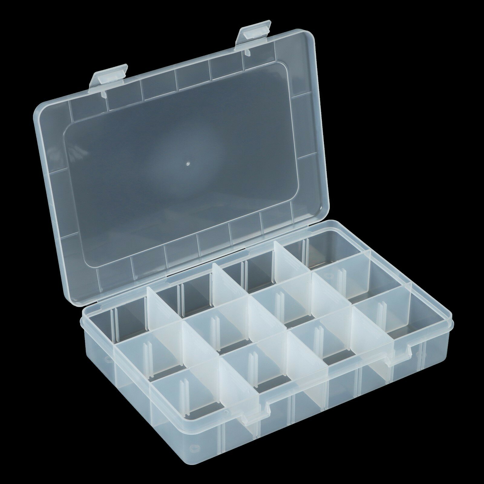 Коробка для рыболовных мелочей с регулируемыми ячейками К-63, 19.5х13.5х4 см, прозрачная