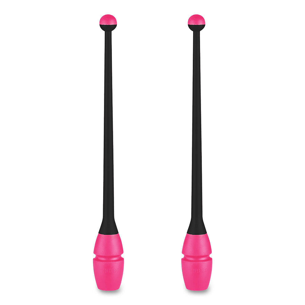 Булавы для худ. гимнастики INDIGO арт. IN017-BKP, 36 см, пластик, каучук, в компл. 2шт, черно-розовый