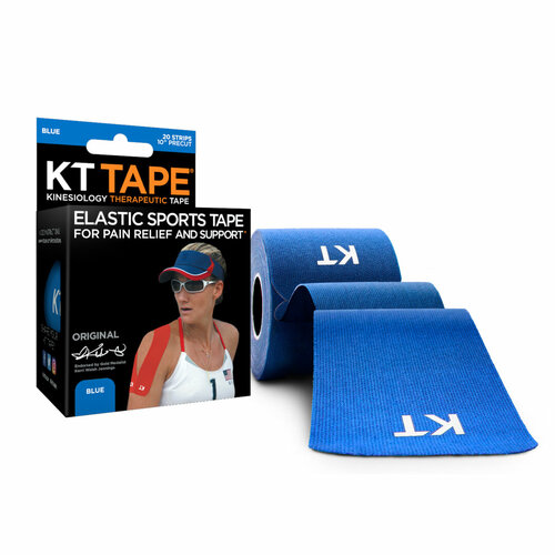 фото Кинезиотейп kt tape original, хлопок, 20 полосок, 25 х 5 см, цвет синий