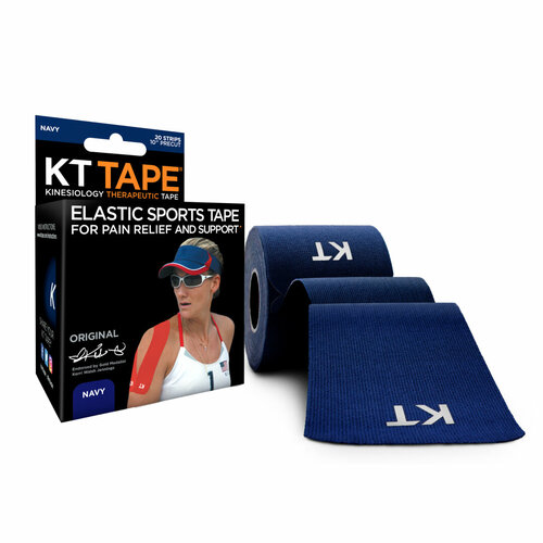 Кинезиотейп KT Tape Original, Хлопок, 20 полосок, 25 х 5 см, цвет Темно-синий