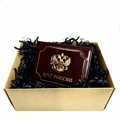 обложка на удостоверение мчс россии с окном коричневый Обложка для удостоверения BAREZ, бордовый