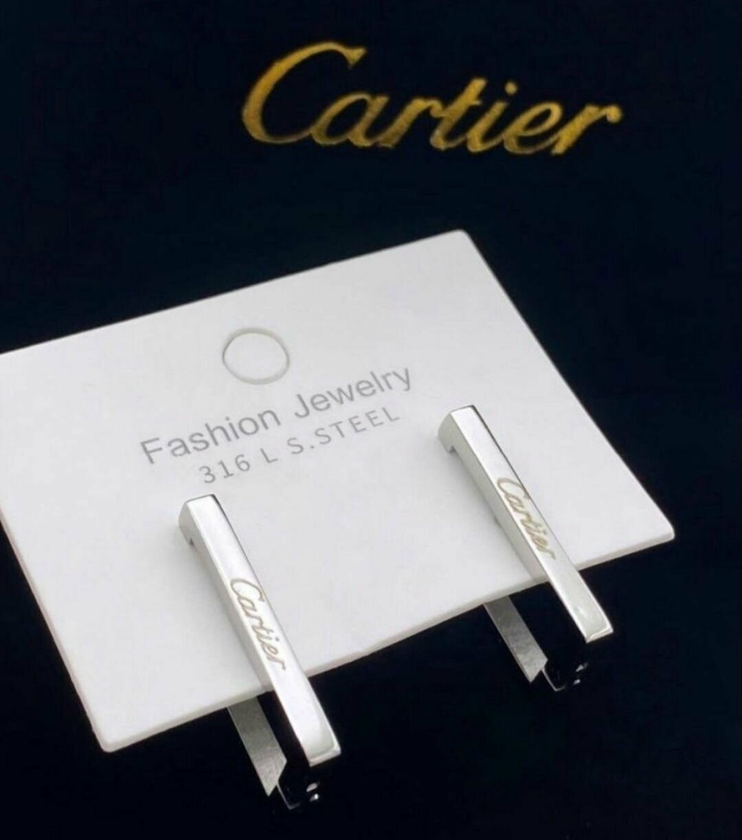 Серьги  Серьги с гравировкой в стиле Cartier