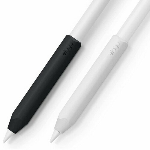 Чехол Elago Grip silicone holder для стилуса Apple Pencil 2, черный и белый (2 шт)