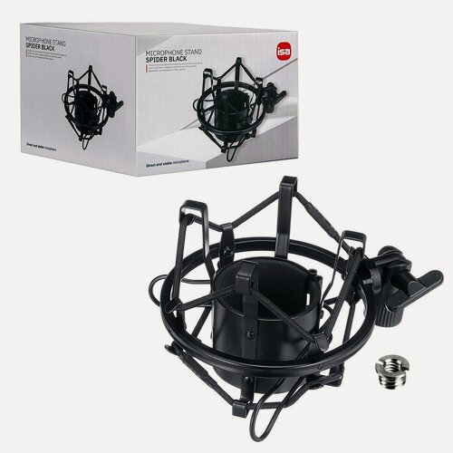 Изображение товара Держатель микрофона "Паук" ISA MC-1, крепление 5/8" + переходник 3/8", металл, черный