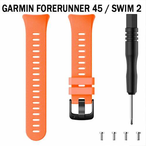 Ремешок для Garmin Forerunner 45 / Garmin SWIM 2 силиконовый оригинальное крепление (оранжевый)