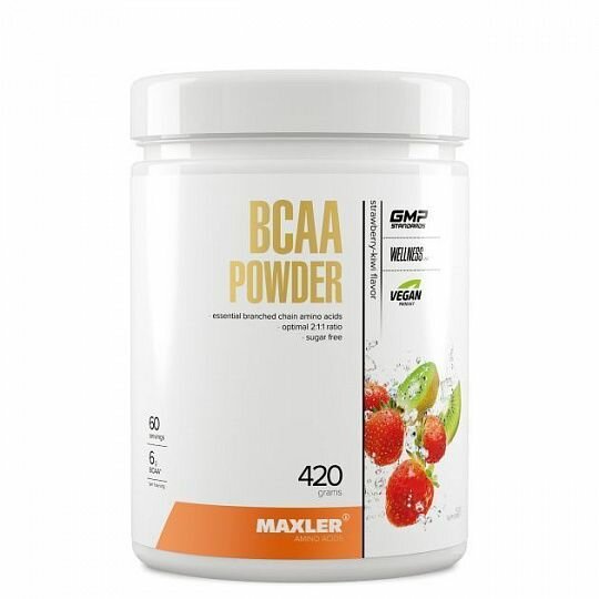 MAXLER EU BCAA Powder Sugar Free (Банка) 420 г (Strawberry Kiwi Flavor)