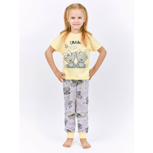 Пижама KETMIN, размер 110, желтый, серый детская пижама для мальчиков и девочек
