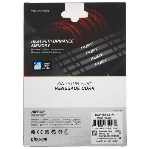 Модуль памяти Kingston FURY Renegade KF432C16RBK4/128