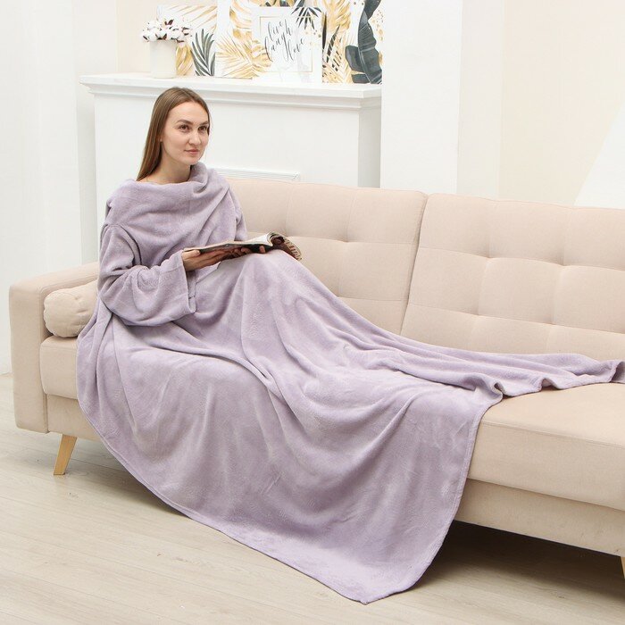 Плед с рукавами Этель цв. сиреневый 150*200 см100% п/э корал-флис 220 гр/м2