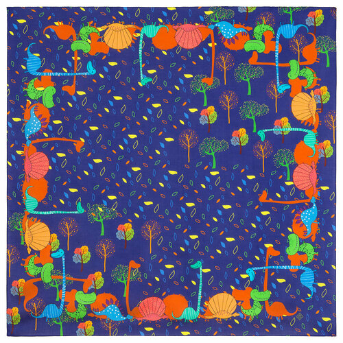 фото Платок павловопосадская платочная мануфактура,80х80 см, голубой, зеленый
