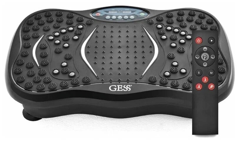 Ультратонкая виброплатформа GESS Ubalance для похудения, спортивный тренажер для дома, 10 программ, 99 режимов, пульт ДУ, эспандеры в комплекте