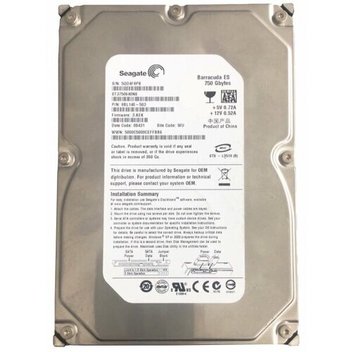 Жесткий диск Seagate 9BL148 750Gb SATAII 35 HDD 680000₽