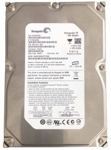 Жесткий диск Seagate ST3750640NS 750Gb SATAII 3,5" HDD