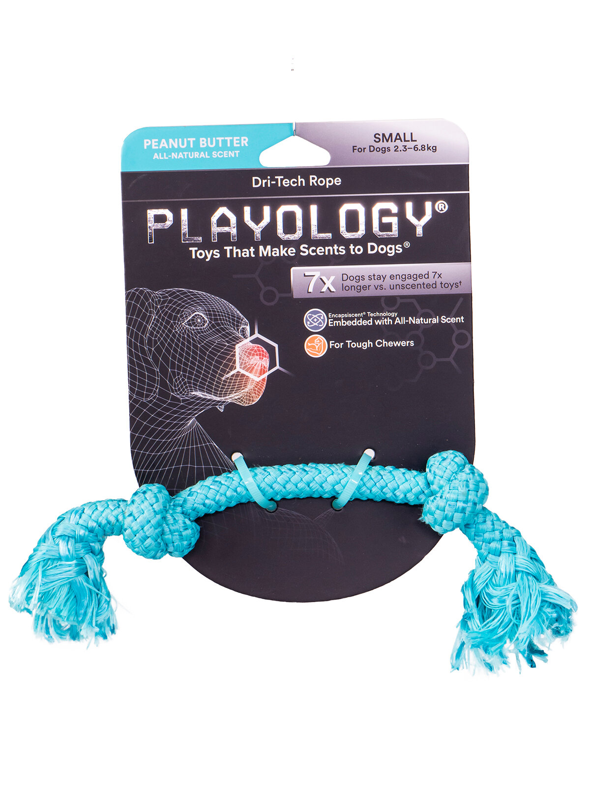 Playology Dri-Tech Rope жевательный канат с ароматом арахиса (23 см., Голубой) - фото №16