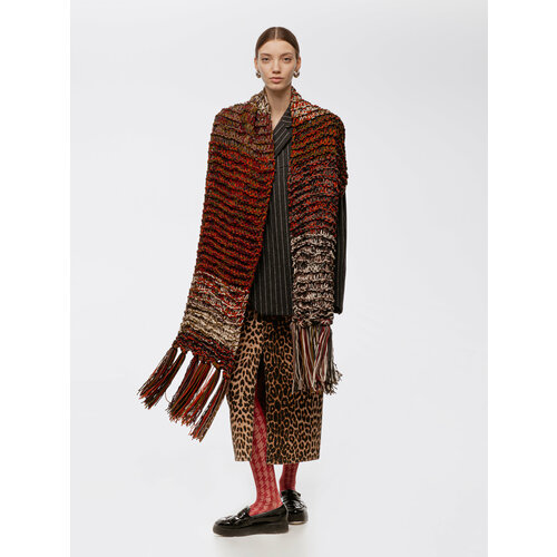 фото Шарф evgrafova,250х30 см, one size, коричневый, белый