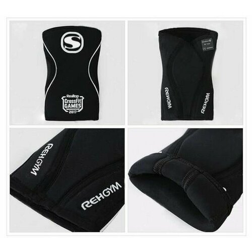 Наколенники, для тяжелой атлетики, неопреновые, L, 7мм, черно-белые