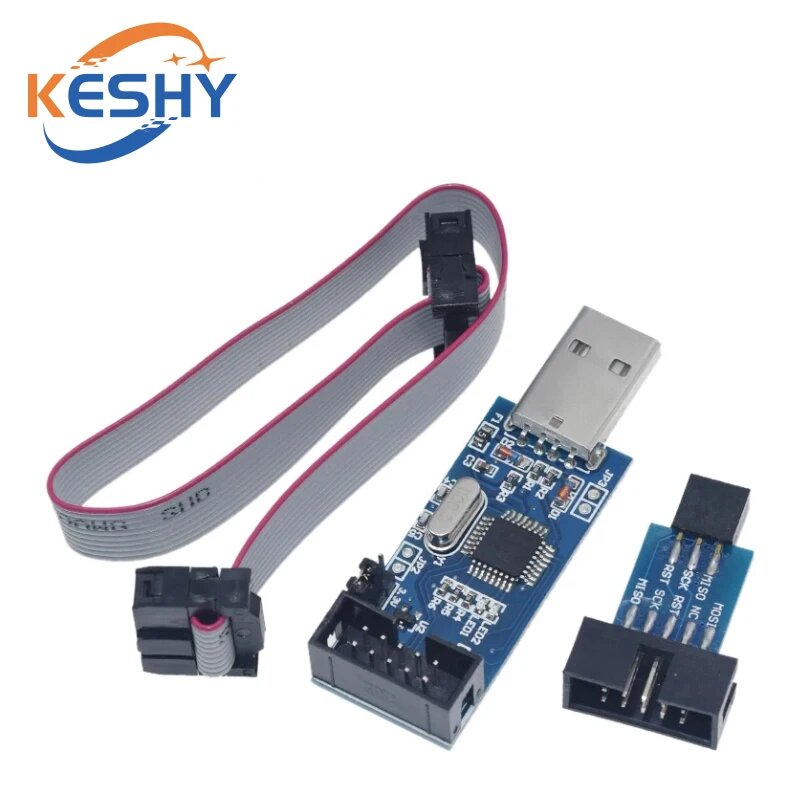Программатор USBASP USBISP AVR USBISP ATMEGA8 ATMEGA128 с поддержкой Win7 64K 10-контактная до 6-контактного адаптера, 1set — фото 1