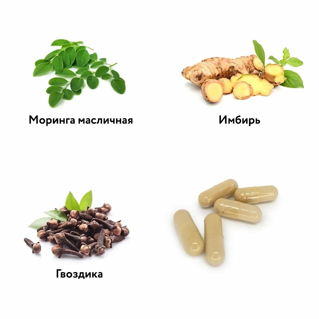 Картинки Тайская травяная смесь моринги масличной Kongka Herb для пищеварительной системы, 100 капсул