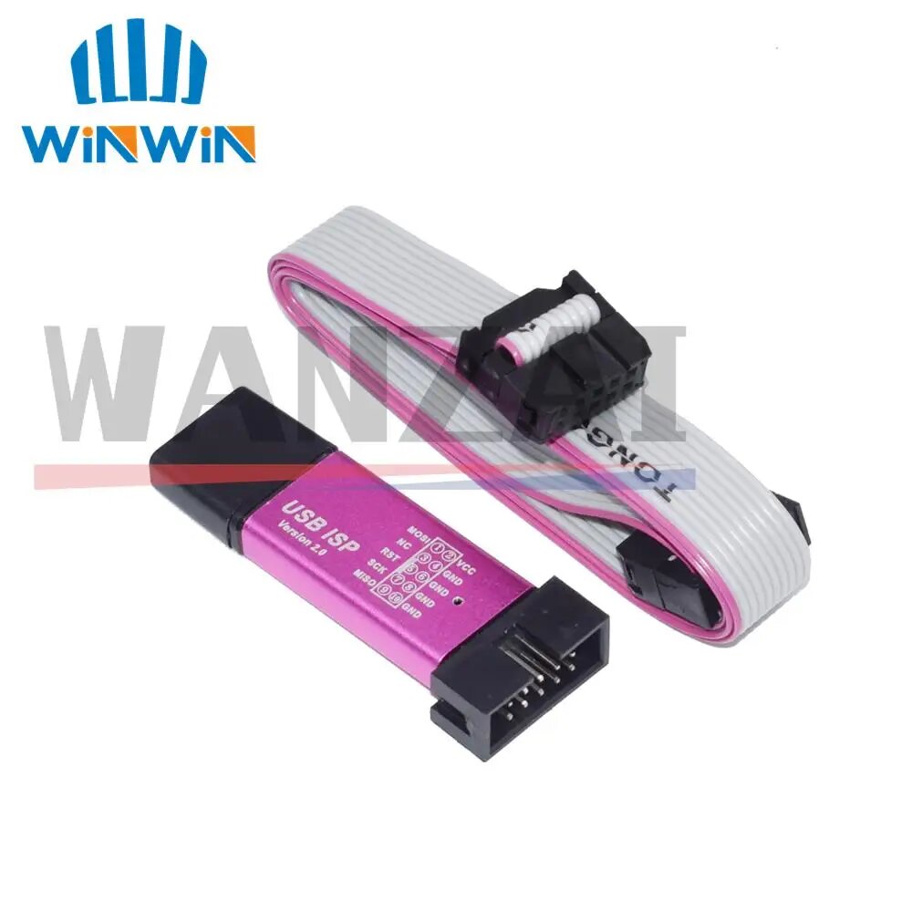 Программатор USB ISP USBISP USBASP ASP в алюминиевом корпусе для 51 ATMEL AVR WIN7 64 (случайный цвет) — фото 1