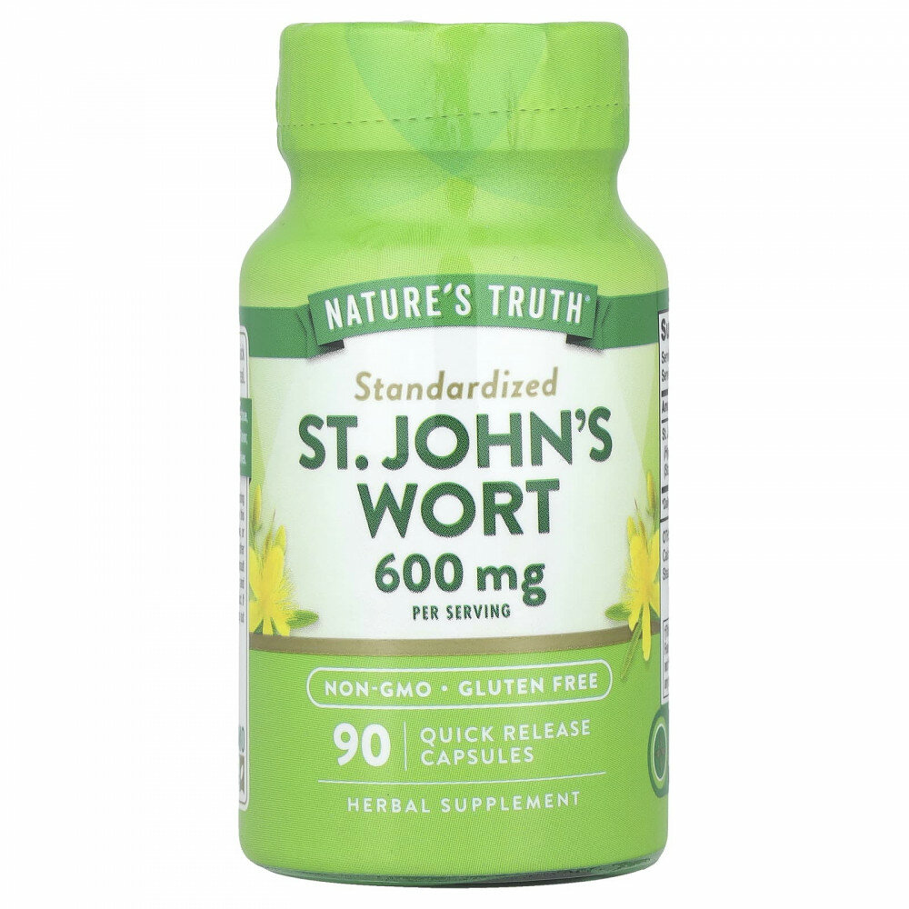 Nature's Truth, зверобой, 90 капсул с быстрым высвобождением (300 мг в 1 капсуле)