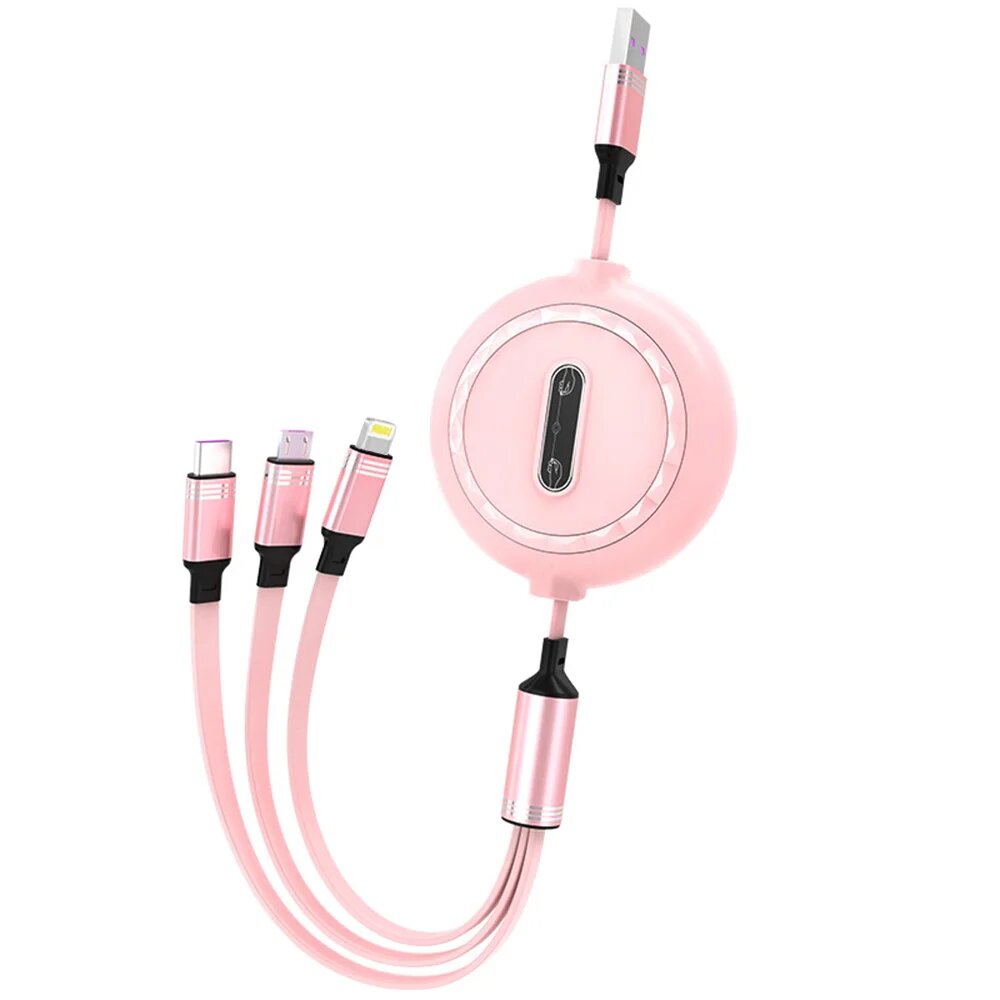 Выдвижной USB-кабель 3 в 1, шнур для быстрой зарядки и передачи данных для Iphone, Samsung, Huawei, Xiaomi, несколько портов, зарядный провод, 05, 1M