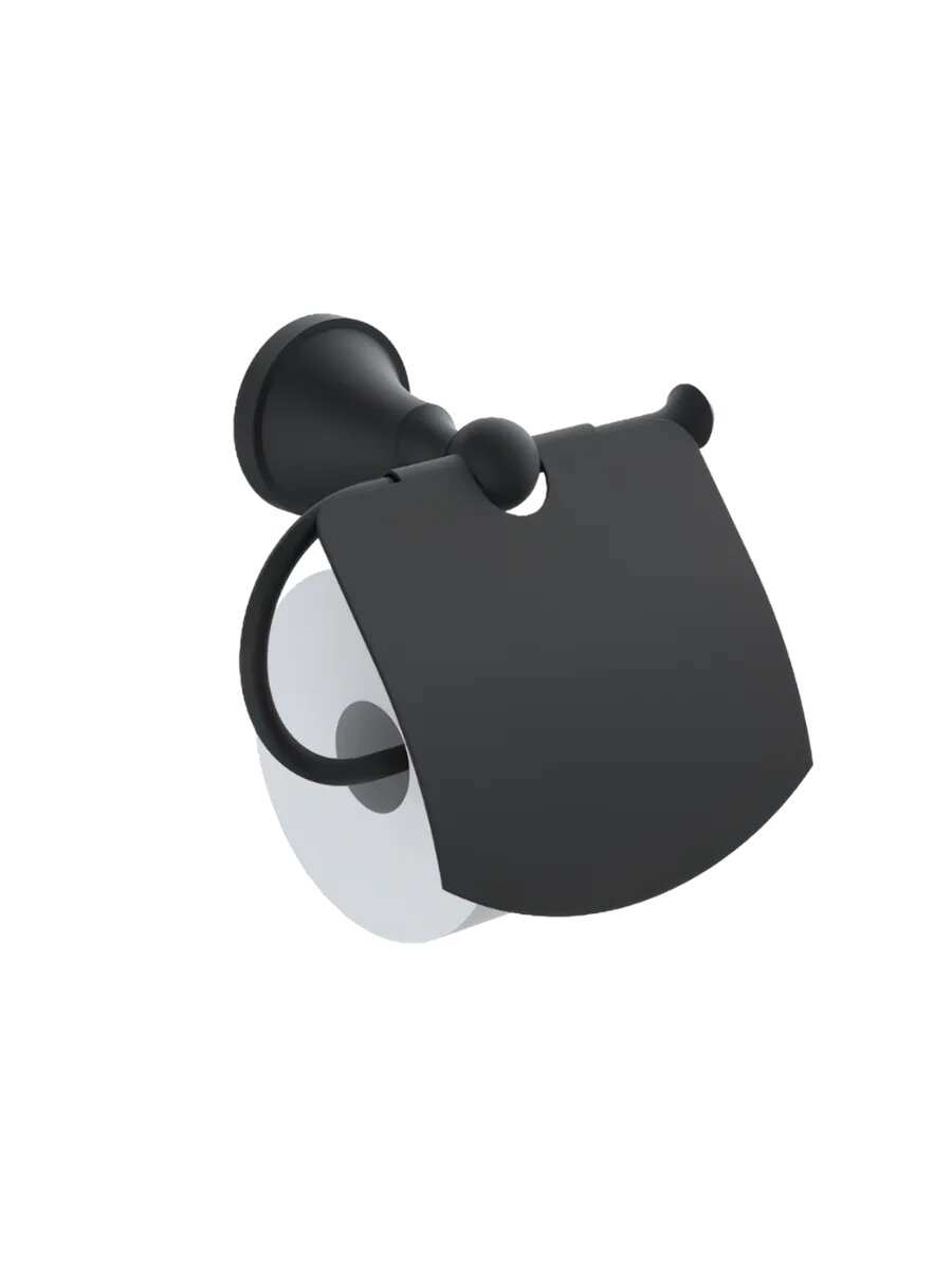 Держатель для туалетной бумаги Diadonna, с крышкой, черный, металл