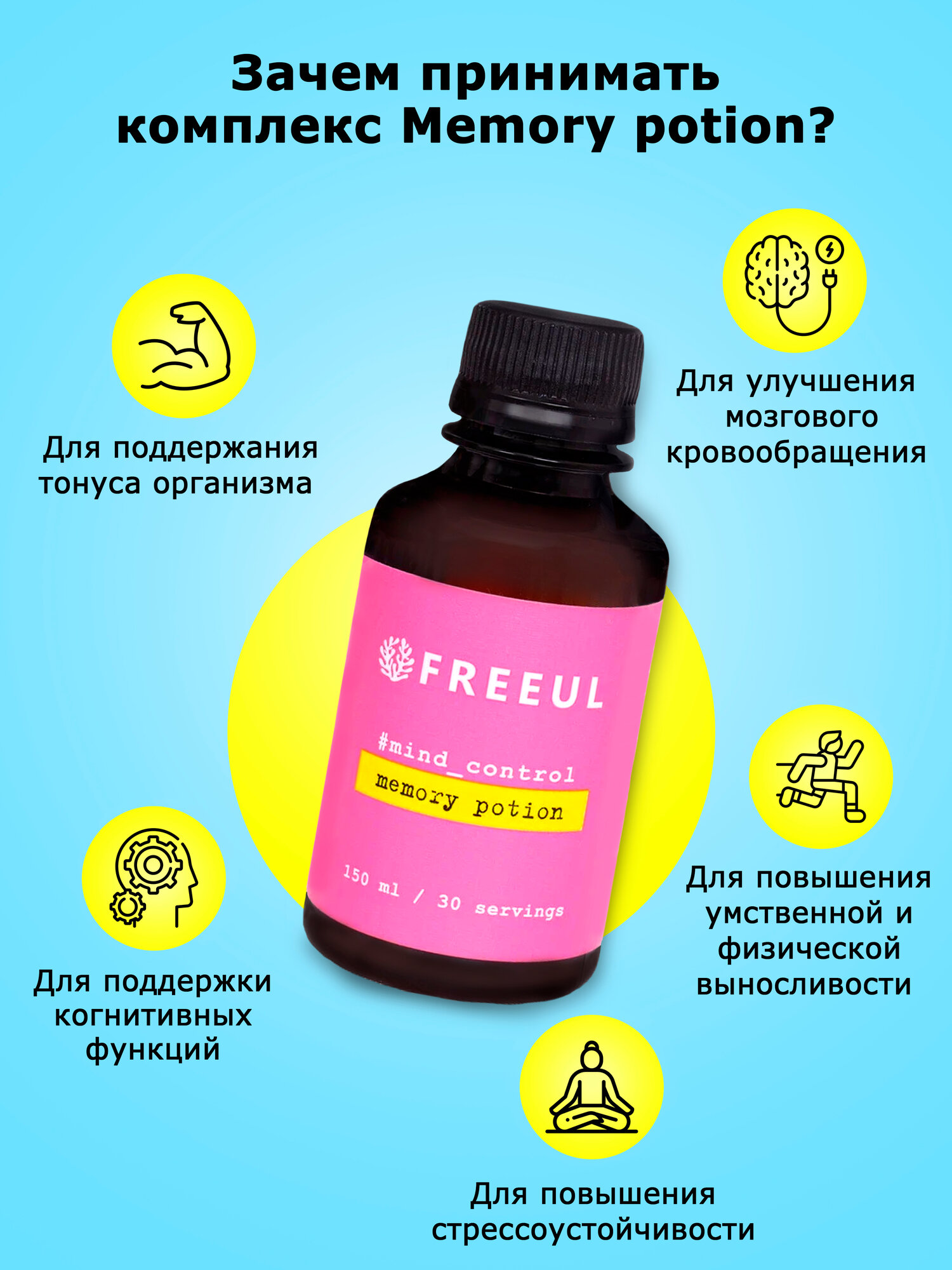 Картинки Бад Фриуль, повышение активности мозга, улучшение памяти, концентрация внимания. Витамины E и D3, Коэнзим Q10, МСТ-кислоты