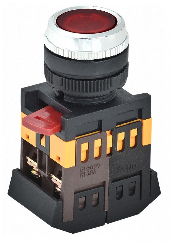 IEK Кнопка ABLFS-22 d22мм 1з+1р 240В неон кр. IEK BBT30-ABLFS-K04