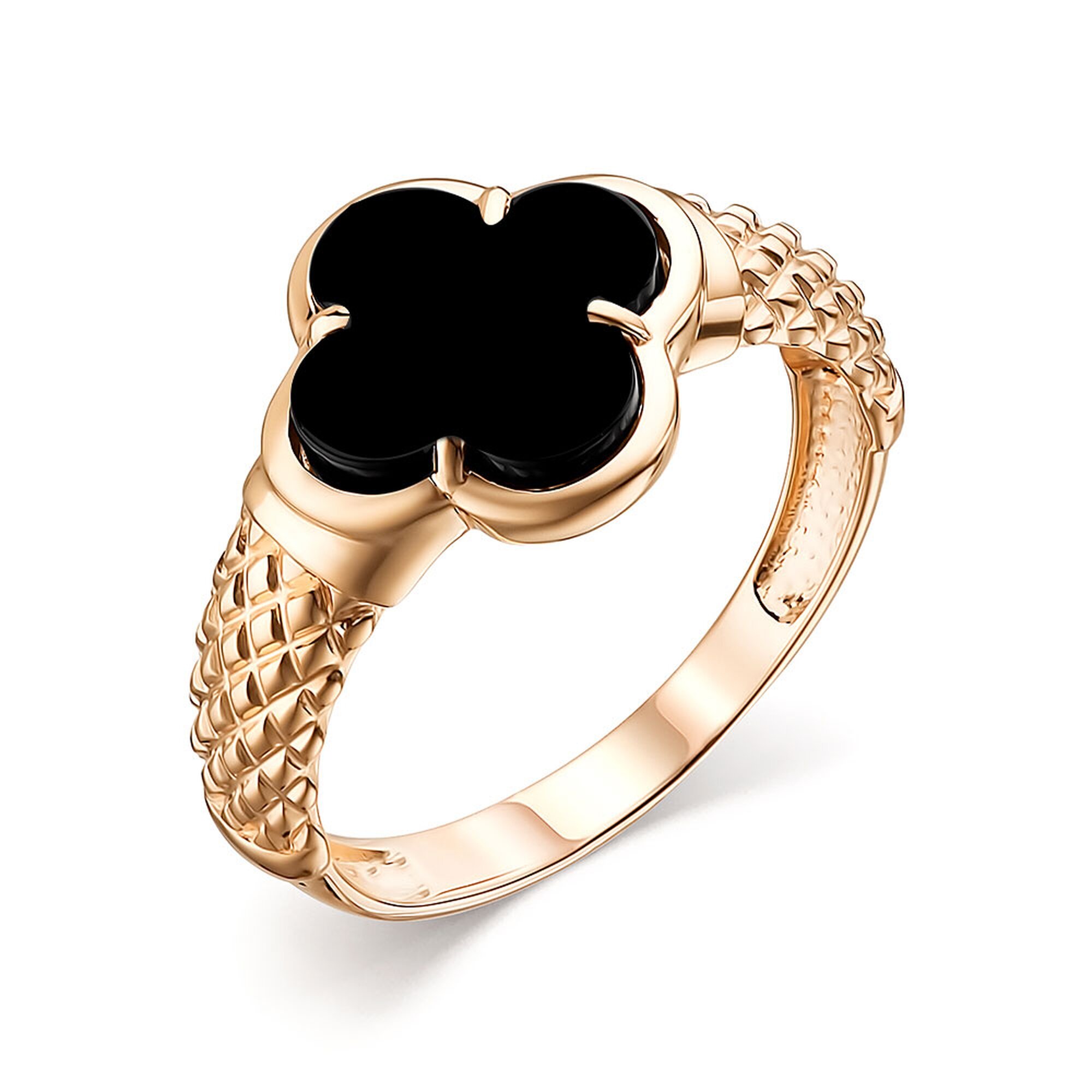 Кольцо Diamant online, красное золото, 585 проба, оникс
