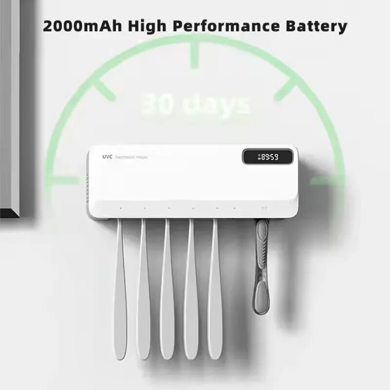 Органайзеры И Подставки Xiaomi Xiaomi Smart УФ-дезинфекция, держатель для зубных щеток, настенный органайзер для зубных щеток с автоматической стерилизацией, аксессуары для ванной комнаты, WhiteA