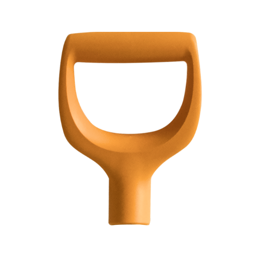 Рукоятка для лопаты Plantic D-образной формы, оранжевая, с саморезом, 32мм — фото 1