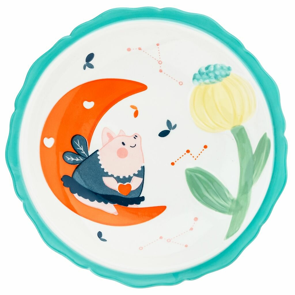 "Безе" "Звездочет" Тарелка глубокая керамическая д200мм h34мм, 420мл, фигурная, цветной декор, с деколью