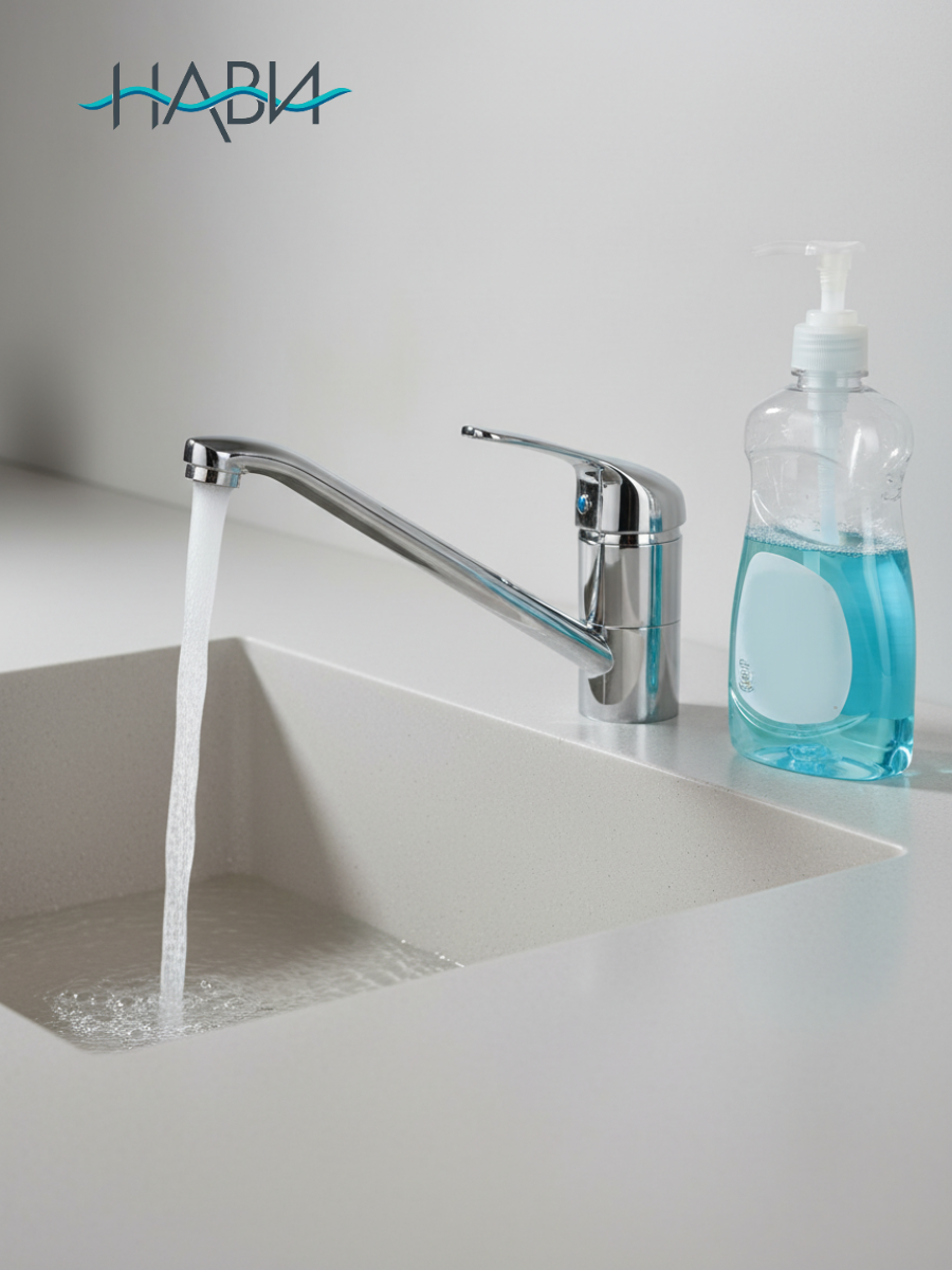 Смеситель кран на одну воду для кухни раковины длинный излив Dionis DLA21-25-459 без гибкой подводки цвет: хром