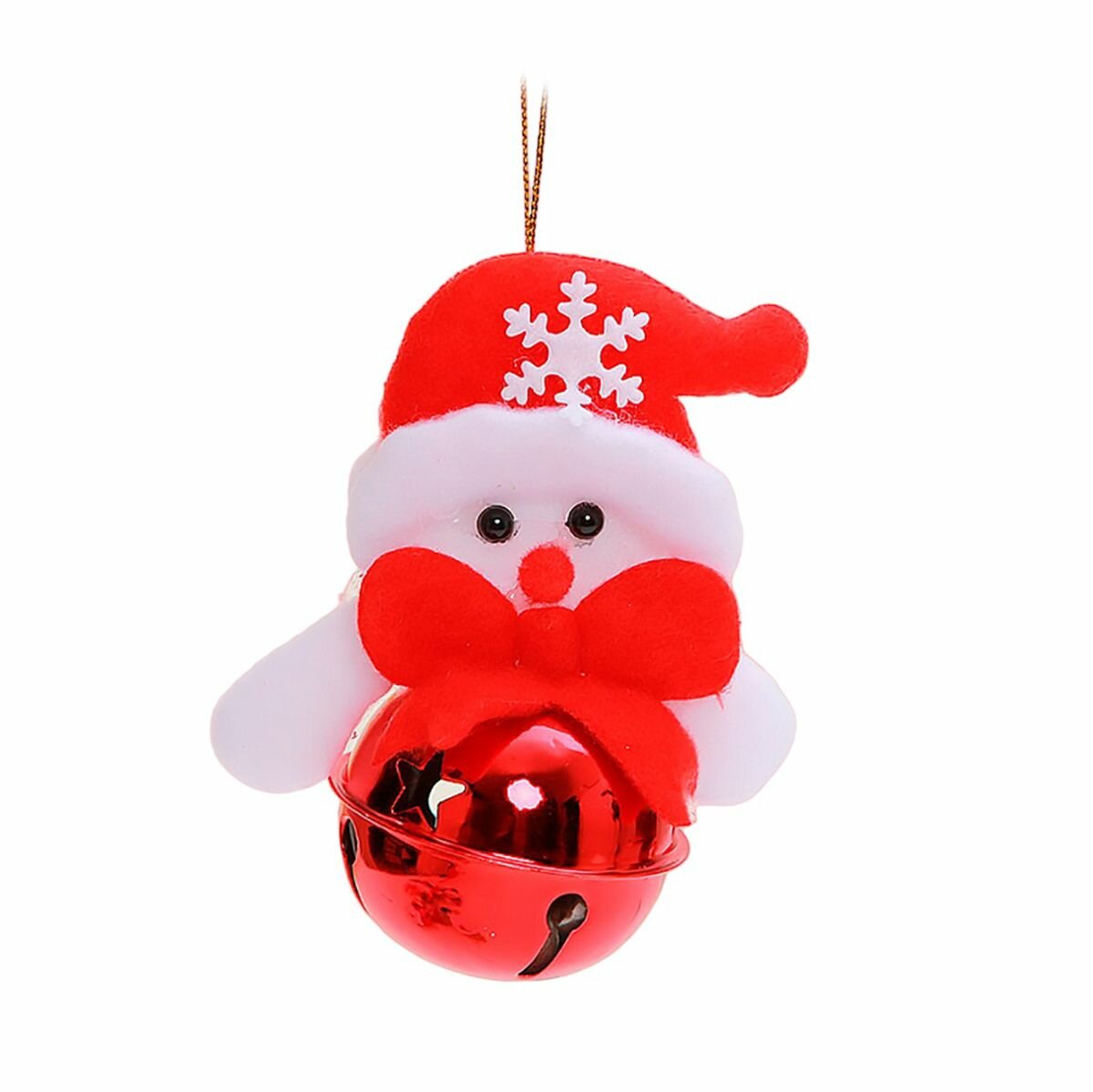 Украшение новогоднее Волшебная страна "снеговик колокольчик" 10 см, красный