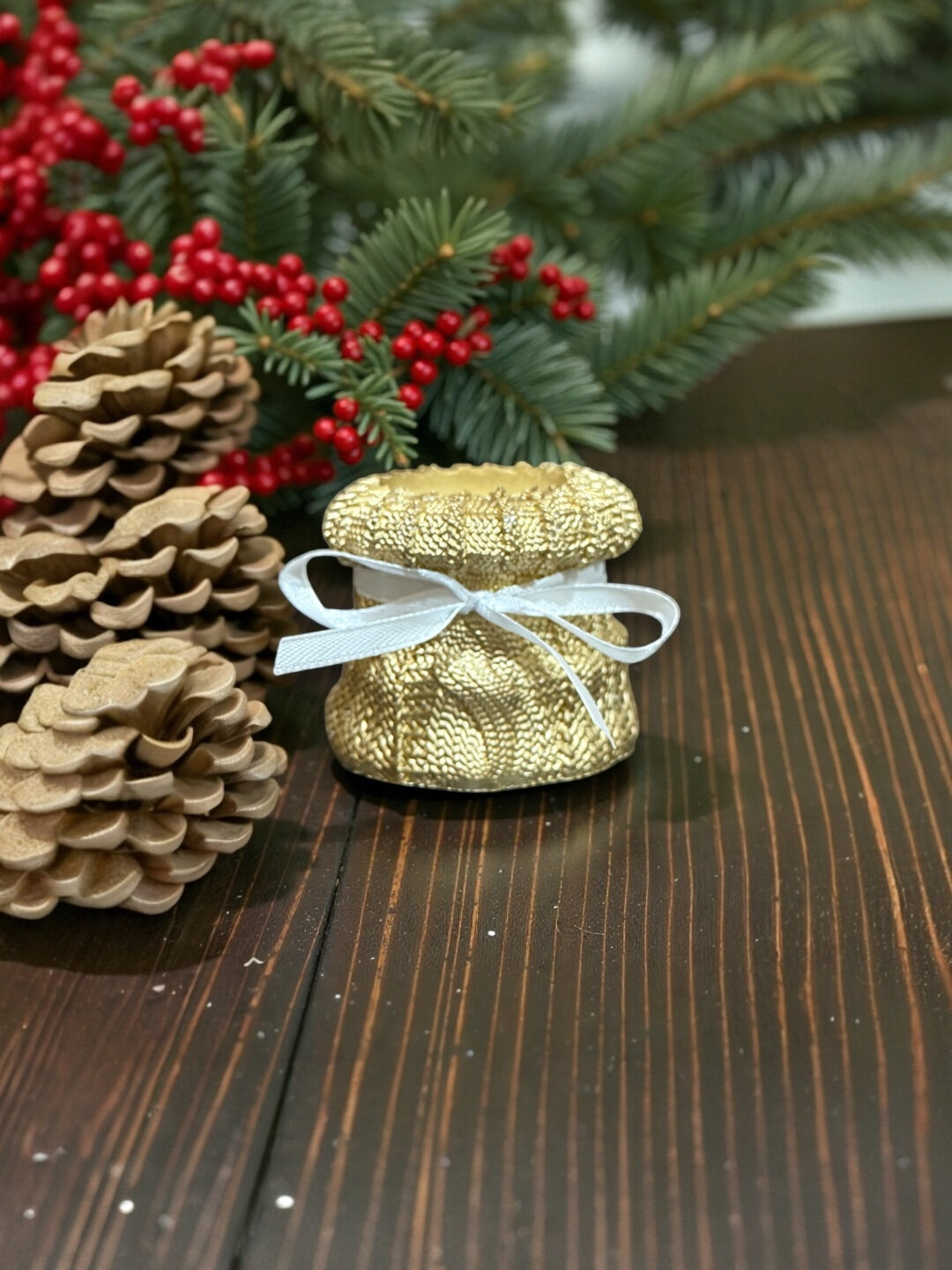 Интерьерные свечи "Christmas", натуральный воск/гипс, цвет золотой