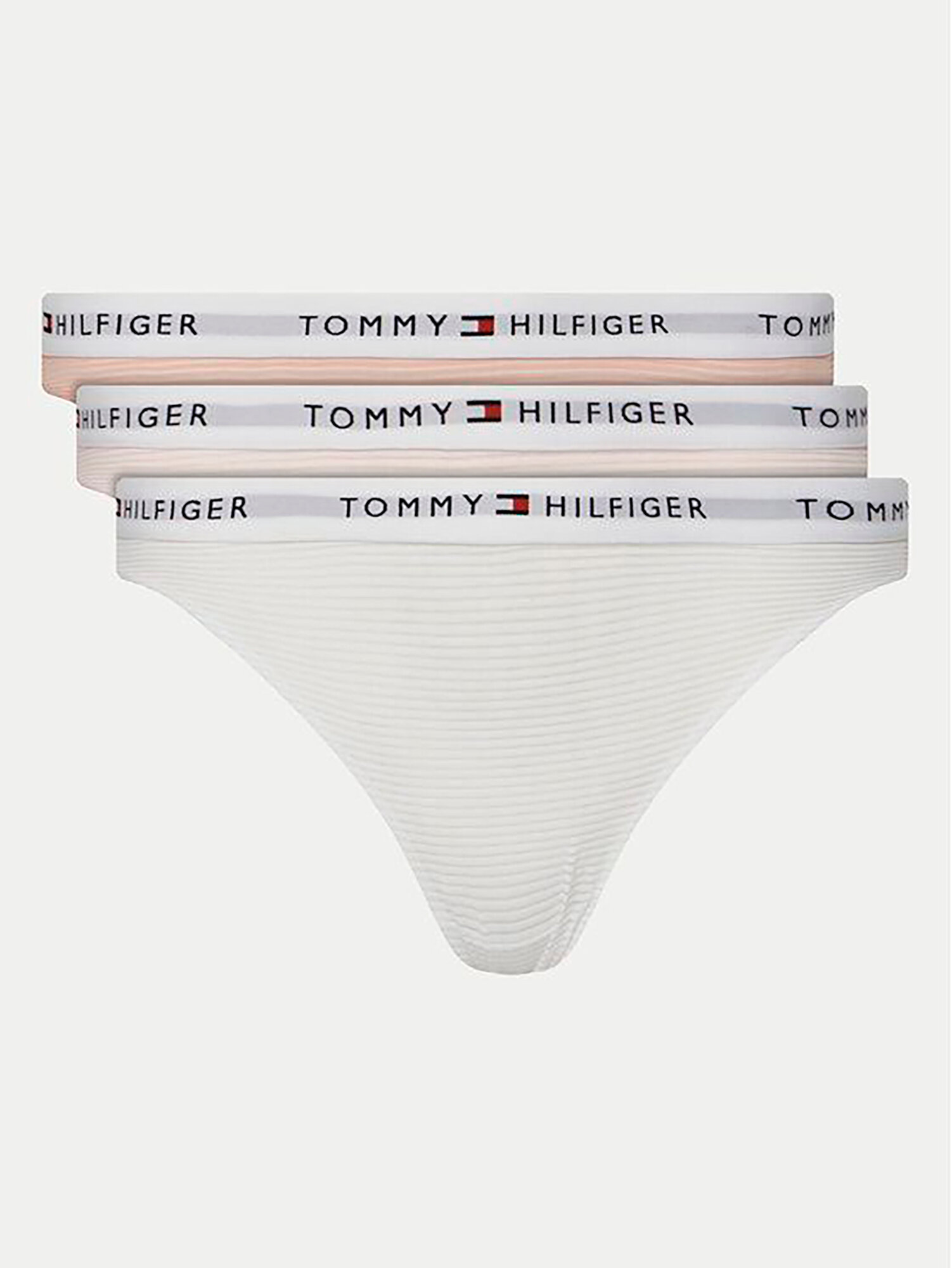 Трусы TOMMY HILFIGER, комплект из 3 шт., размер M, розовый/белый