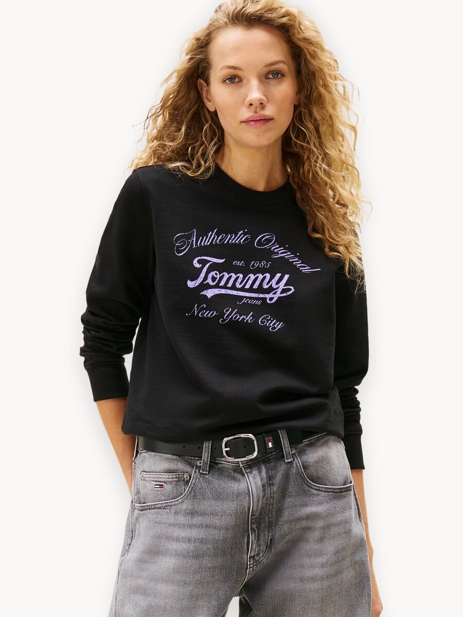 Свитшот Tommy Jeans Essential Logo, размер XL, , черный